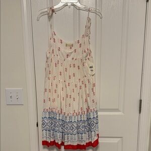Altar'd State Red and Blue Patterned Mini Dress